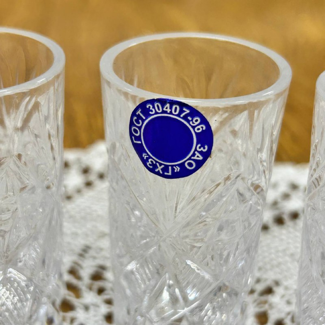 Набор стопок из хрусталя Гусевской ХЗ, рисунок от формы, этикетки. Цена за 6шт. Картинка 2